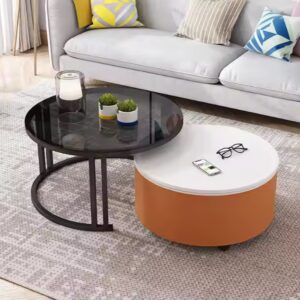Simple Style Center Tea Table Lift Top Coffee Table Nesting Modern Round Luxury Coffee Table - Image 6