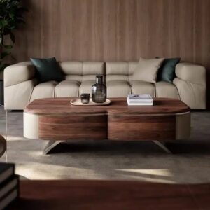 Mid-Century Walnut Veneer Tea Table Modern Living Room Retro Solid Wood Tea Table - Image 3