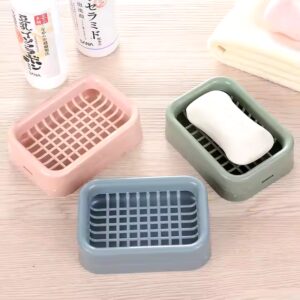 Double Layer Square Soap Dish with Cover Plastic Drain Soap Box Household Bathroom Travel Simple Portable Storage - Image 5