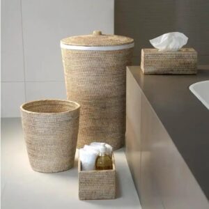 Handmade Large XL Rattan Wicker Storage Baskets Bamboo Lids Cloth Woven Laundry Hamper Home Use Daily Style-Vietnam Wholesale UK - Image 2