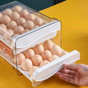 2 Drawers Egg Holder Storage Container With Freshness Timer For Refrigerator - Image 4
