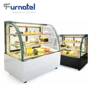 Commercial Square Glass Cake Refrigerator Curved Glass Bakery Display Showcase Counter Cooler - Image 4