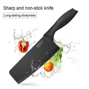 7 Pieces Black Kitchen Knife Set Professional Kitchen Chef Knives Set with Cutting Board - Image 3