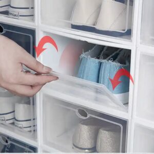 Household Multi-Color Foldable Plastic Storage Box Stackable Shoe Organizer with Drop Front Access for Home Use - Image 5