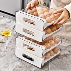 Wannuo Kitchen 2-layers Egg Organizer 32 Eggs Capacity Plastic Storage Box Drawer Type Refrigerator Egg Boxes - Image 5