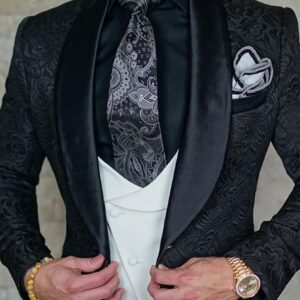 Business Suits Men Italian Design Custom Black Tuxedo Jacket 3 Piece Groom Terno Suit For Men(Jacket+Vest+Pants) - Image 4