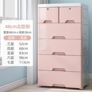 Colorful Plastic Bedroom Clothes Filing Storage Stackable Wheels Cabinet With Pull-out Drawers - Image 6