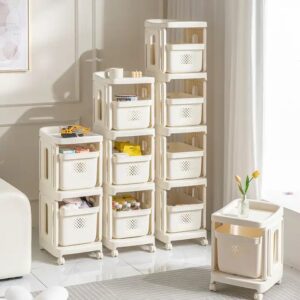 1-3 Layer Home Narrow Bathroom Organizer Movable Trolley Home Plastic Storage Rack With Wheel - Image 3