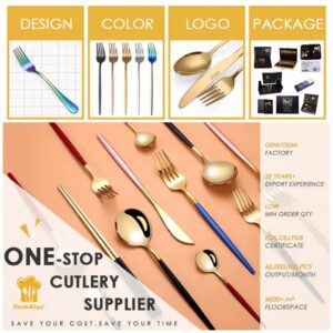 Wholesale Luxury Silver Rose Gold Wedding Stainless Steel Flatware Golden Spoon Knife Fork Set 24pcs Cubiertos Cutlery Set - Image 7