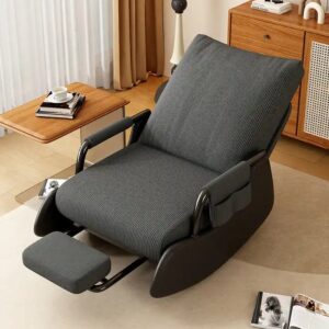 Nordic Modern Armchair Wood Velvet Home Living Room Sofa Lounge Accent Chairs Rocking Chair For Adults - Image 7