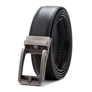 Removable Slide Buckle Wholesale Click Genuine Cow Hide Leather Ratchet Belt for Men - Image 3