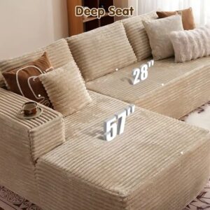 Vacuum Compressed Comfy Corduroy Fluffy Sofa Set Furniture Living Room Modular Couch Modern L Shape Sectional Sofa - Image 7