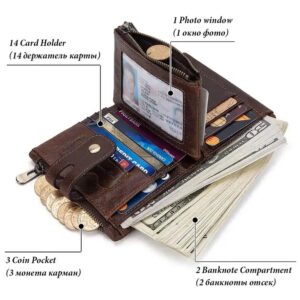 Genuine Leather Wallets Male Purses With Zip Coin Pocket customize logo Wallet man and men Card Holder Leather wallet - Image 3