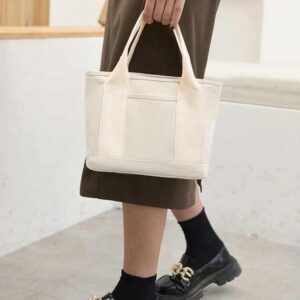 Eco-Friendly Canvas Official Bag For Office Lady Woman Canvas Tote Bag With Side Pocket - Image 7