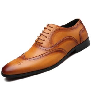 High Quality Big Size Casual Wedding Brown Leather Business Men's Dress Shoes - Image 3