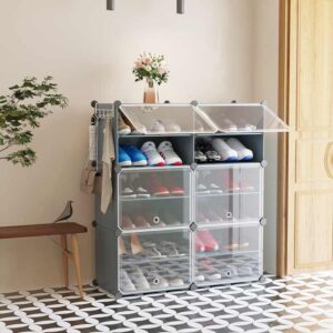 Shoe Rack, 6 Tier Shoe Storage Cabinet 24 Pair Plastic Shoe Shelves Organizer for Closet Hallway Bedroom Entryway - Image 3