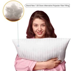 White 2-PACK King Size 1cm Stripe Microfiber Hotel Bed Pillows Down Alternative Bed Pillow for Sleeping - Image 3