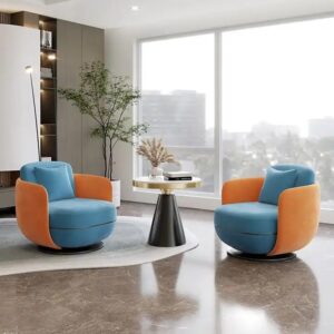Comfortable leisure lounge chair Fabric single Sofa accent armchair Velvet Swivel Revolving Living Room Chairs - Image 3
