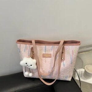 New Large Canvas Tote Bags for Woman Kawaii Cute Woman's Handbags Fashion Rain Bow Color Bags for Commuting - Image 5