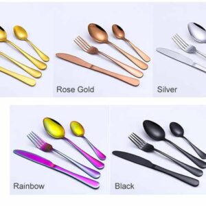 Wholesale Luxury Silver Rose Gold Wedding Stainless Steel Flatware Golden Spoon Knife Fork Set 24pcs Cubiertos Cutlery Set - Image 5