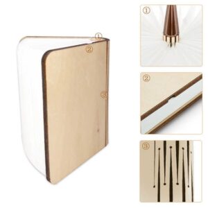 LED Folding Wooden Book Lights Rechargeable 3 Colors Bedside Night Light For Bedroom Living Room LED Light Lamp - Image 5