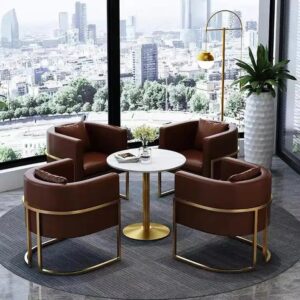 Modern classic living room chairs home furniture dining room chair stainless steel metal frame leisure accent chair furniture - Image 6
