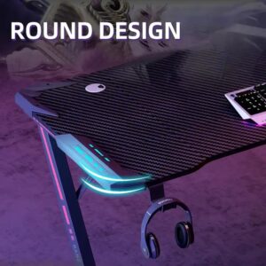 Z-Shape Mesa Gaming Table Con RGB Luz Computer Desk Carbon Surface Metal Wooden Materials Features Cup Holder - Image 5