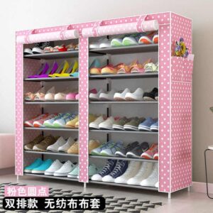 27-Pairs Portable Boot Rack Double Row Shoe Rack Covered Nonwoven Fabric 7-Tiers - Image 3