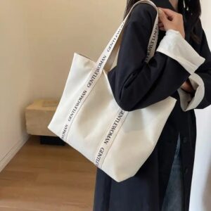 Branded Strap Printed logo Shopping Cotton Canvas Active Lifestyle Sporty Tote Bag for gym - Image 3