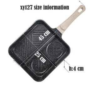 non stick fry pan breakfast egg skillet fry pan square aluminum non stick 3 in 1 steak beef cake fry pan - Image 3