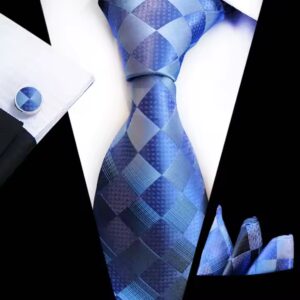 Striped Neckties with Pocket Squares Wholesale Men Ties and Hanky Set Classic Tie and Cufflinks Set Ensemble Cravate - Image 4