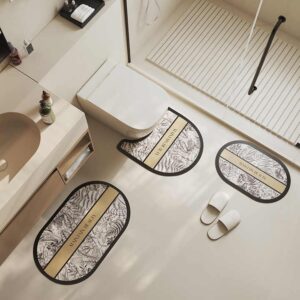 3 Piece Bathroom Rug Set anti-slip mat toilet diatomite rubber bath mat set for carpet daily decorative neat blanket - Image 6