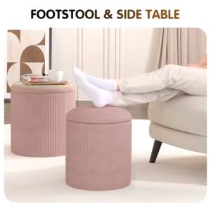 Modern Velvet round Ottoman Stool Extendable Wooden Vanity Chair for Living Room Dining Bedroom Hotel Home Storage Use - Image 5