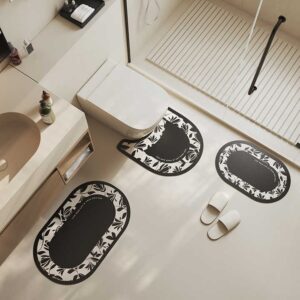 3 Piece Bathroom Rug Set anti-slip mat toilet diatomite rubber bath mat set for carpet daily decorative neat blanket - Image 7