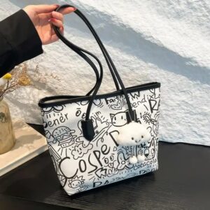 Canvas Bag For Women 2024 New Fashion Shoulder Bag Large Capacity Tote Bag With Pendant - Image 3