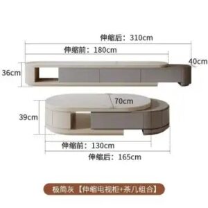Light Luxury Cream Style Retractable Slate Coffee Table TV Unit Cabinet Modern Simple Center Table TV Stand Combination Set - Image 7