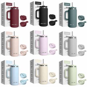 Double Wall Vacuum Insulated 50oz 64oz Stainless Steel Tumbler With Handle Lid Straw - Image 7