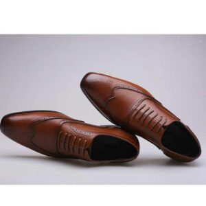 High Quality Big Size Casual Wedding Brown Leather Business Men's Dress Shoes - Image 7