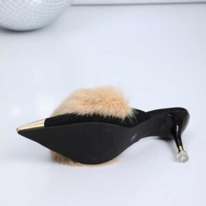 women sandals Extravagant lady fur design half shoes high heel Good quality 36-43 - Image 7