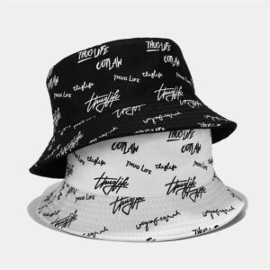 Two Side Bucket Hat One Side With Embroidery Logo On Front One Side With All Over Printed Logo Reversible Bucket hat - Image 4