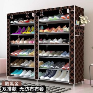 27-Pairs Portable Boot Rack Double Row Shoe Rack Covered Nonwoven Fabric 7-Tiers - Image 5