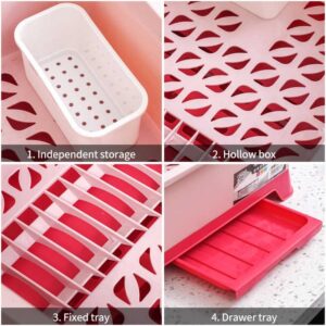 Single-layer household tray bowl spoon storage rack with plastic tray rack drain with cover kitchen storage rack - Image 6