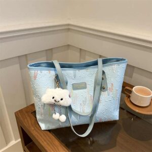 New Large Canvas Tote Bags for Woman Kawaii Cute Woman's Handbags Fashion Rain Bow Color Bags for Commuting - Image 6