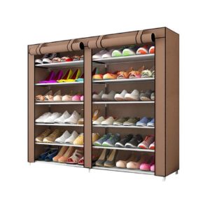 27-Pairs Portable Boot Rack Double Row Shoe Rack Covered Nonwoven Fabric 7-Tiers - Image 7