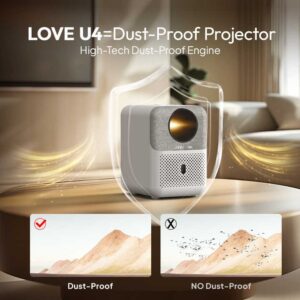 BYINTEK LOVE U4 Dust-Proof Smart WIFI 3D LCD Video Full HD 1080P Android IPTV LED Home Theater Projector with Fabric Art - Image 4