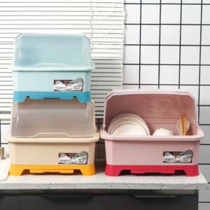 Single-layer household tray bowl spoon storage rack with plastic tray rack drain with cover kitchen storage rack - Image 3