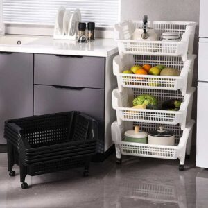 Household Kitchen Plastic Large Opening Multi-layer Vegetable Basket Organiser Stackable Storage Holders & racks - Image 3