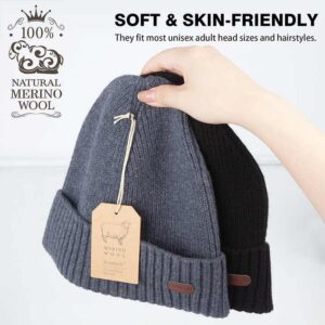 Merino Wool Knit Toboggan Ski Premium Toques Custom Winter Wooly Cuff Rib Beanie Hat for Men - Image 7