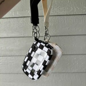 Checkered Nylon Wristlet Keychain Purse Ladies Wristlet Wallet Custom Mini Coin Purse Wrist Strap Wallet Accessories - Image 3