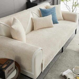 Anti-scratch Cat Sofa Cover Simple Striped Chenille Furniture Protector Couch Cover Machine Washable Cat Bed Mat Cat Products - Image 4